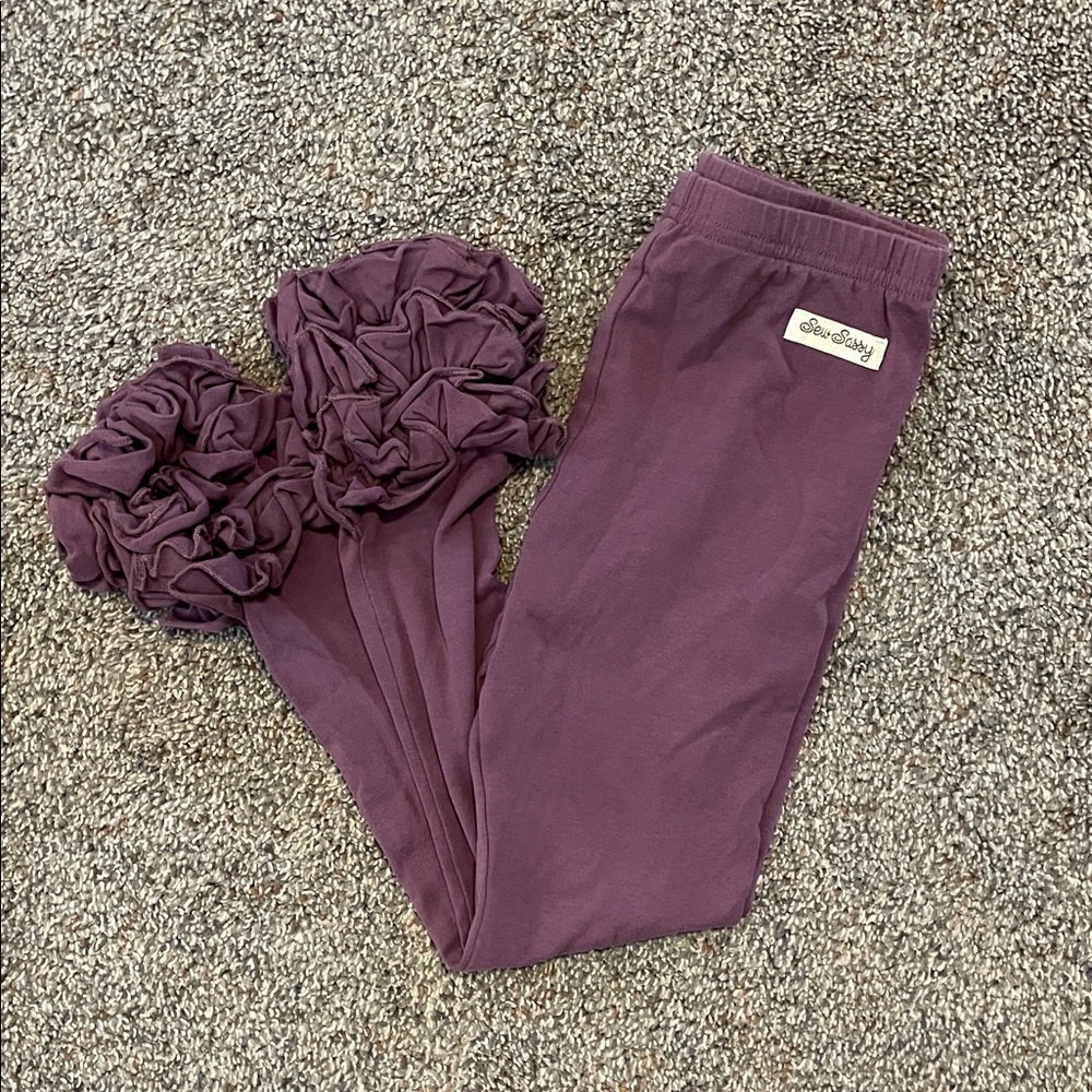 Chic Kids Ruffle Leggings in Plum by Sweet Pea
